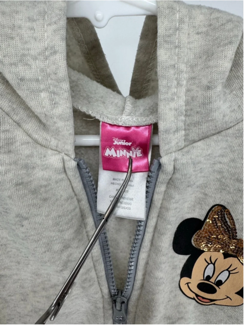 Disney Junior Girl's Gray Minnie Mouse Hoodie Size 5